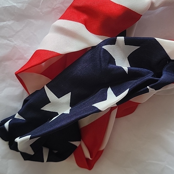 🍎 2 Nwt American Flag Headwrap Headband Patriotic Stars Stripes Red White Blue - Picture 5 of 5